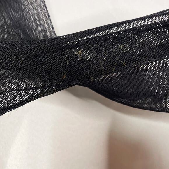 Amanda Uprichard Size P Black Mesh Peplum Long Sleeve Top Deep V Cut Out Stretch - Picture 10 of 14